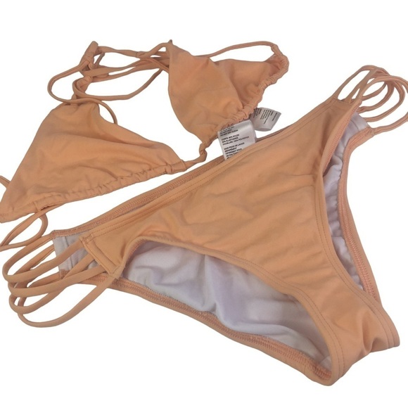 Urban Outfitters Other - New Orange Peach Strappy Swimsuit Set Top Bottom Size Large